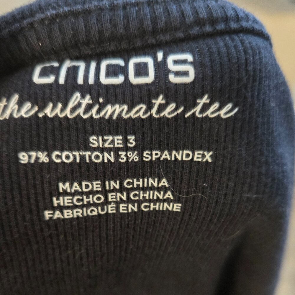 Chico's Black Ribbed Tank Top - Size 3 - EUC - Picture 3 of 4